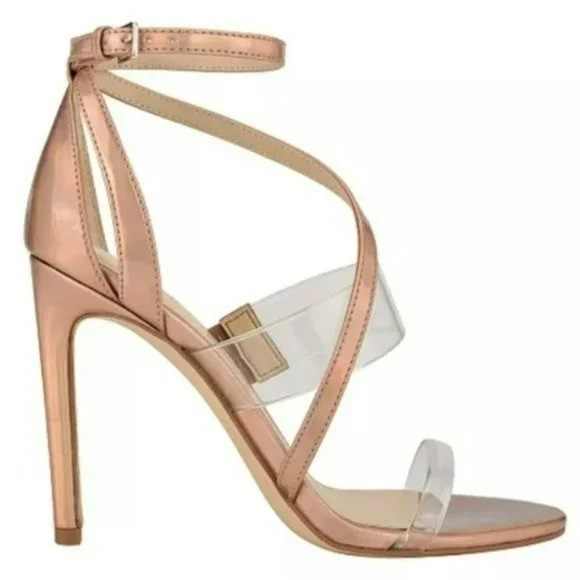GUESS Felicia Lucite Dress Sandals Nude/Clear -10 - Picture 2 of 8